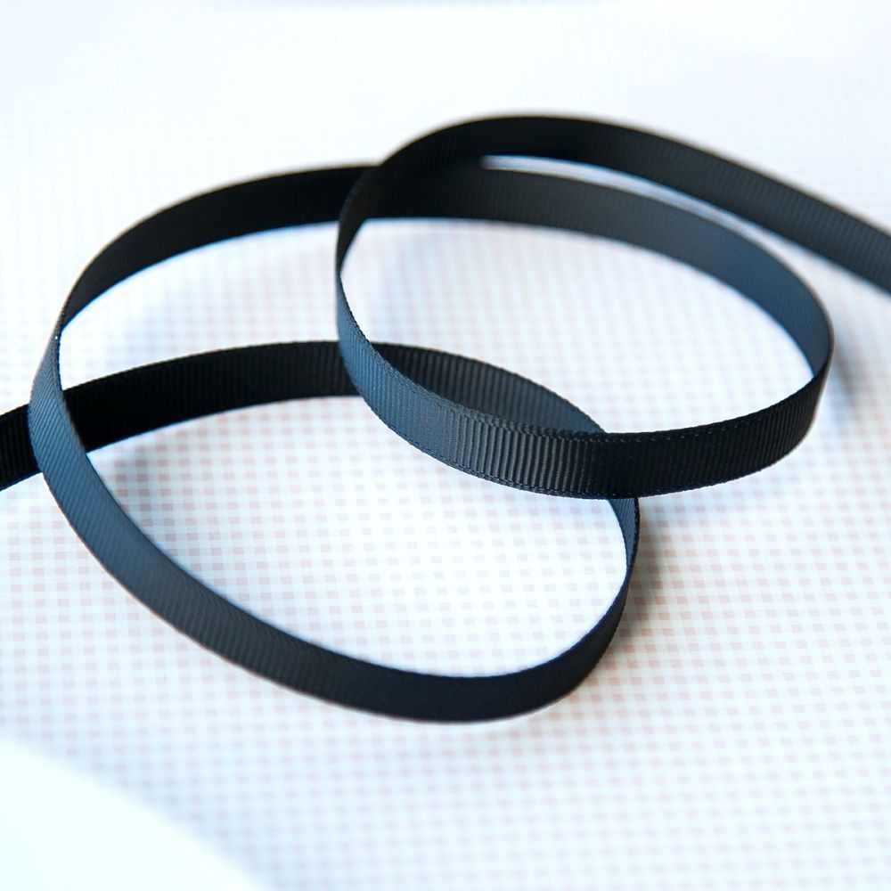 лента репсовая, цвет черный, ширина 9.5 мм ленты