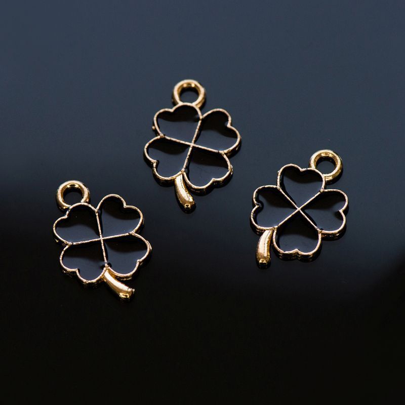 подвеска металлическая "клевер", эмаль, цвет черный, 18x12x1 мм