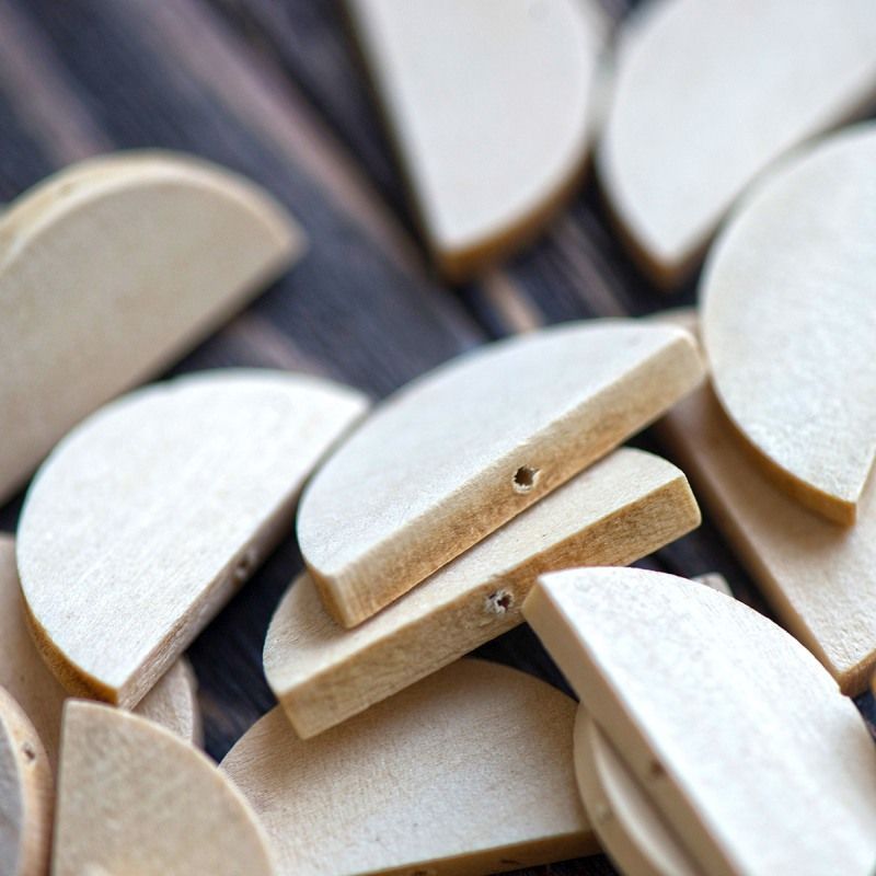 бусина дерево, полукруг, цвет натуральный, 30x15x5 мм