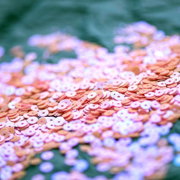 пайетки плоские, розовый радужный, 4 мм