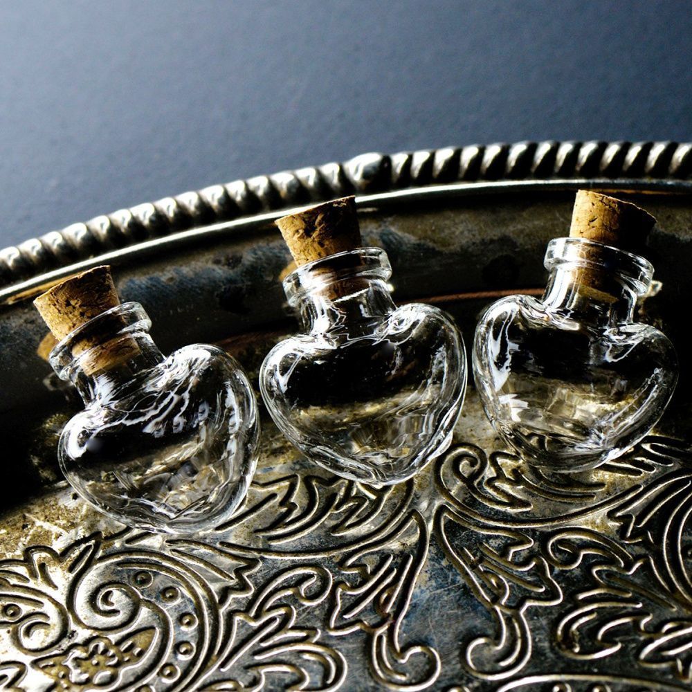 бутылочка с крышкой сердечко, прозрачная, 25x22x11 мм