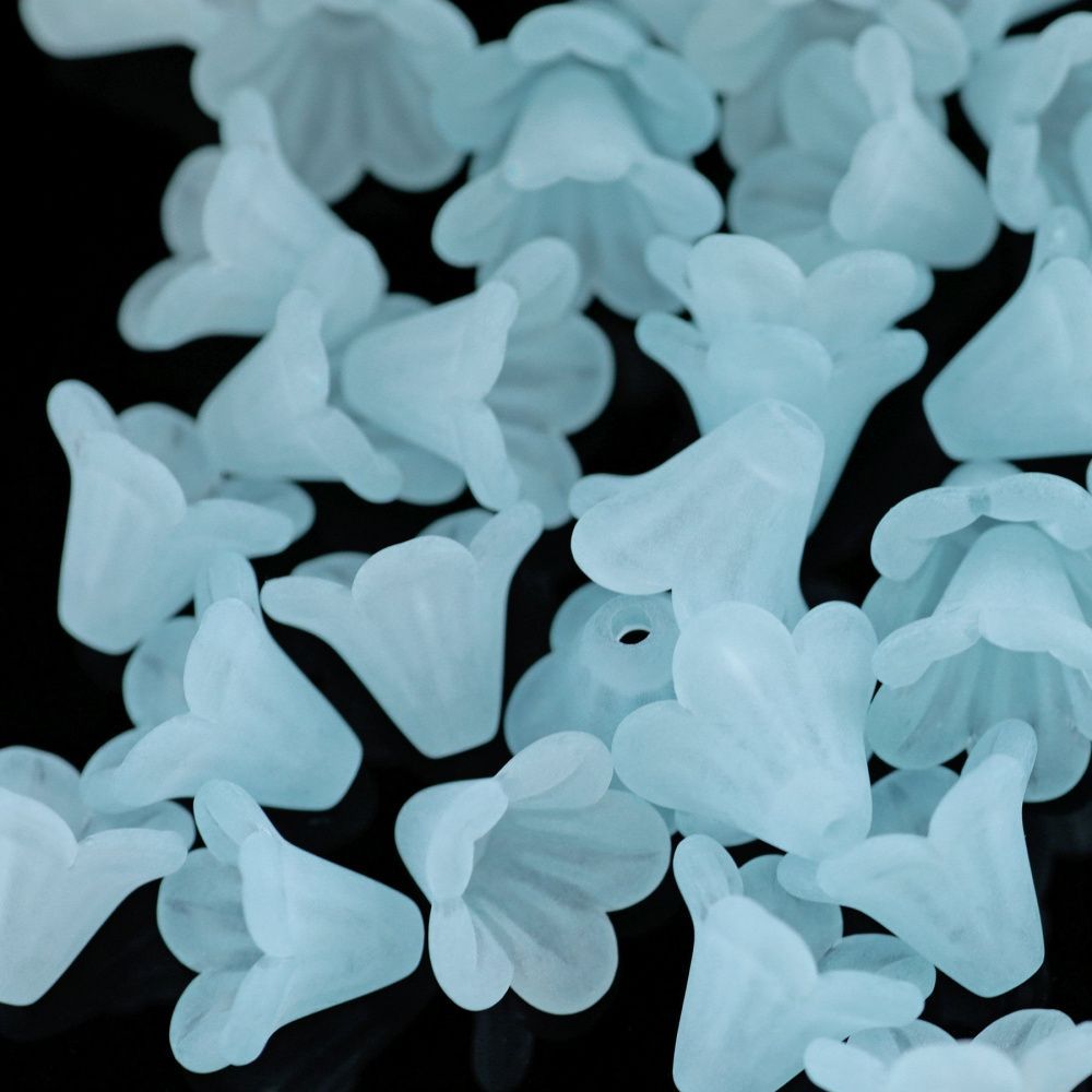 бусина, акрил "колокольчик", матовая, цвет аквамарин, 14x10 мм