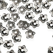 Шапочка для бусин "Кружево", цвет платина, 8x2 мм