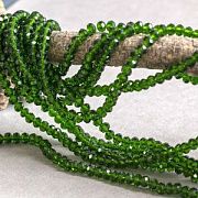 Бусина, стекло абакус 6, граненая, цвет темно-зеленый, 6х4 мм