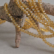 Бусина, стекло абакус 6, граненая, цвет хаки перламутровый, 6х4 мм