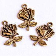 Подвеска металлическая "Роза", цвет античное золото, 25.5 мм