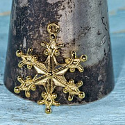 Подвеска металлическая "Снежинка морозная", цвет золото, 29x22x3 мм