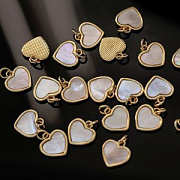 Подвеска "Сердце", ракушка/позолота, 12.5x12x2 мм