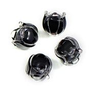 Бусина, Мурано "Ландыш", черный, 7х7 мм