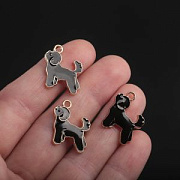 Подвеска металл "Болонка", эмаль, цвет черный, 17x20 мм