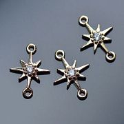Коннектор "Звезда", позолота/циркон, 11.5x8.5x1.8 мм