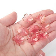 Бусина, акрил "Цветок сакуры", коралловый микс, 17.5x18x5 мм