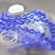 Бусина, стекло биконус 8, цвет васильковый синий, 8 мм