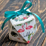 Коробка сборная "Бриллиант", с лентой, зеленая лента, 8x8x5.9 см