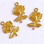 Подвеска металлическая "Роза", цвет золото, 25.5 мм