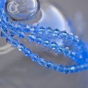 Бусина, стекло биконус 6, цвет голубой, 6 мм