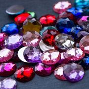 Кабошон акриловый "Грани", круглый, цветовой микс, 25х7 мм