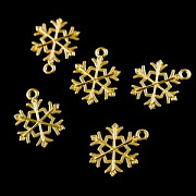 Подвеска металлическая "Снежинка новогодняя", цвет золото, 21x16x2 мм