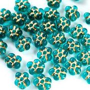 Бусина цветок "Антик", акрил, цвет сине-зеленый, 14.5x13.5x7 мм