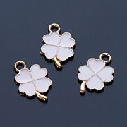 Подвеска металлическая "Клевер", эмаль, цвет сливочный, 18x12x1 мм