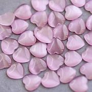 Кабошон "Кошачий глаз"  сердечко, стекло, цвет розовый, 10x10x2.5 мм