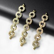 Коннектор "Анелли", позолота/циркон, 6x33x2.5 мм