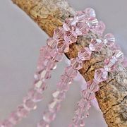 Бусина, стекло биконус 6, цвет розовый, 6 мм