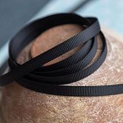 Лента репсовая, цвет черный, 6 мм