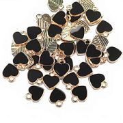 Подвеска металл "Сердечко", эмаль, цвет чёрный, 12x10x2 мм