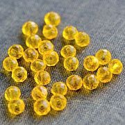 Бусина, стекло абакус 6, граненая, цвет желтый, 6х4 мм