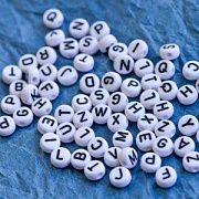 Бусина, акрил "Алфавит английский", цвет белый, 7x4 мм