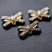 Коннектор "Бант" со стразами, позолота/прозрачный, 12x6x3.5 мм