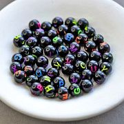 Бусина, акрил "Алфавит английский", круглая, цвет черный, 7-8 мм