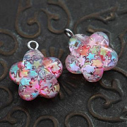 Подвеска/бусина из смолы "Звездочка-джелли", с глиттером, цветовой микс, 20.5x17x10.5 мм