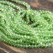 Бусина, стекло абакус 6, граненая, цвет светло-зеленый перламутровый, 6х4 мм