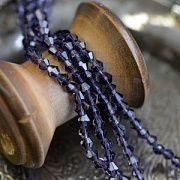 Бусина, стекло биконус, цвет фиолетовый, 4 мм (уп.30+/-5 шт)