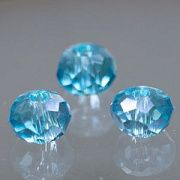 Бусина, стекло абакус 4, граненая, цвет голубой радужный, 4x3 мм (уп 50+/-10 шт)