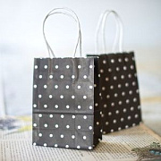 Пакет крафт "Горошек", бумага, цвет черный, 15x11x6 см