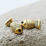 Подвеска металлическая "Рыбка", цвет античное золото, 14x7.5 мм