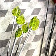 Бусина, Мурано "Листик березы", зеленый , 15х17 мм