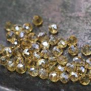 Бусина, стекло абакус 4, граненая, цвет шампанское радужный, 4x3 мм (уп 50+/-10 шт)