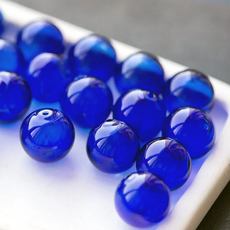 бусина, лэмпворк "шар", синий, 16 мм