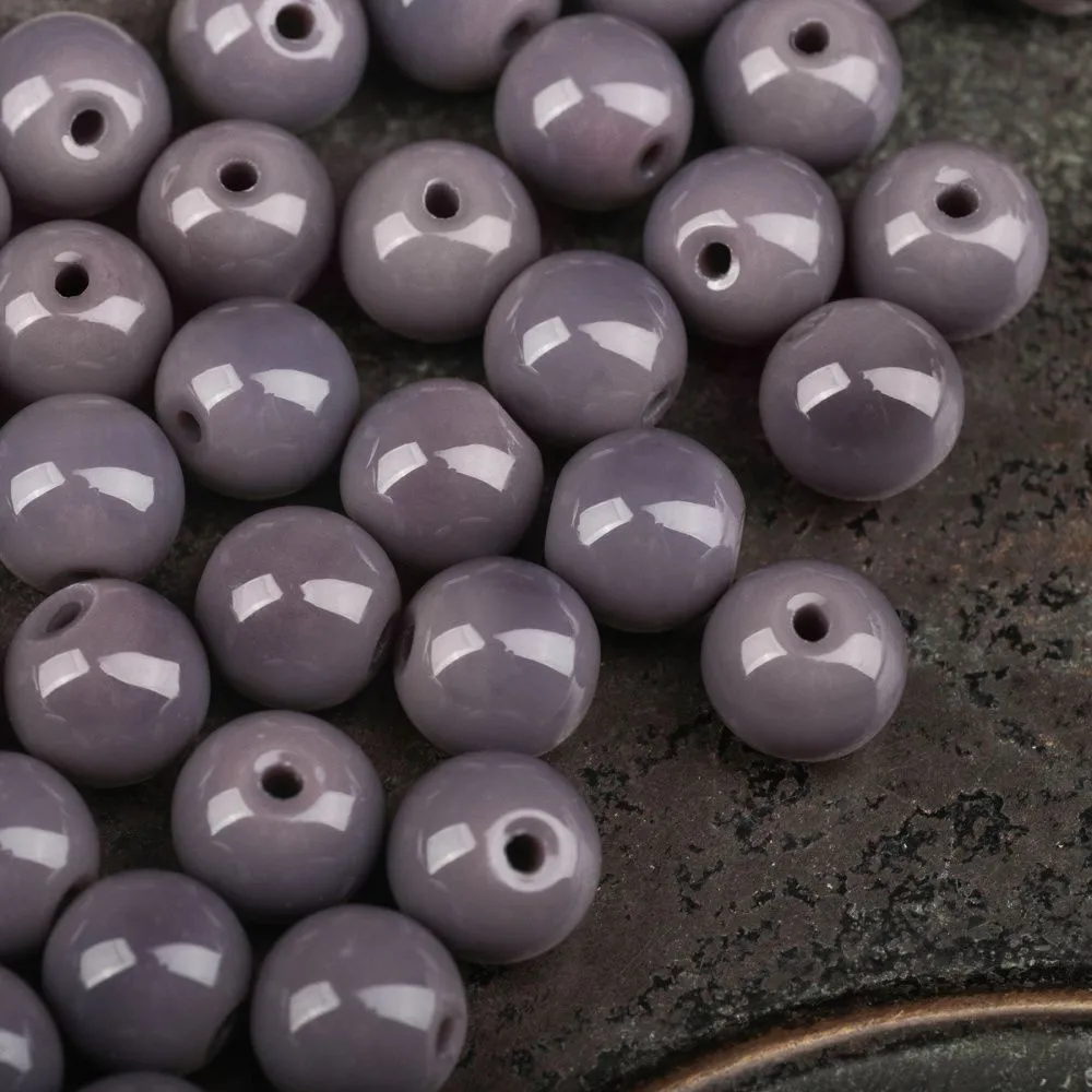 бусина, стекло 10, цвет сиреневый, 10 мм