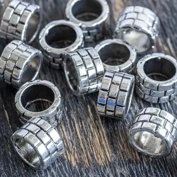 ес бусина металл "брусчатка", цвет античное серебро, 9x9x6 мм