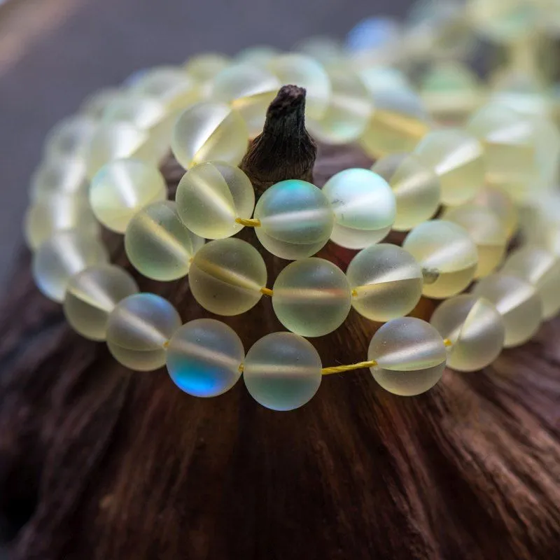 бусина, стекло "лунный камень", цвет шампанское, 10 мм