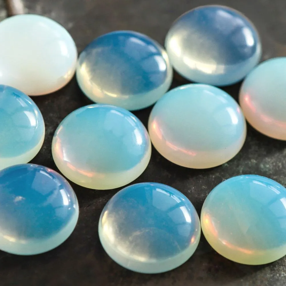 кабошон стеклянный, круглый, опалит, 16x6 мм