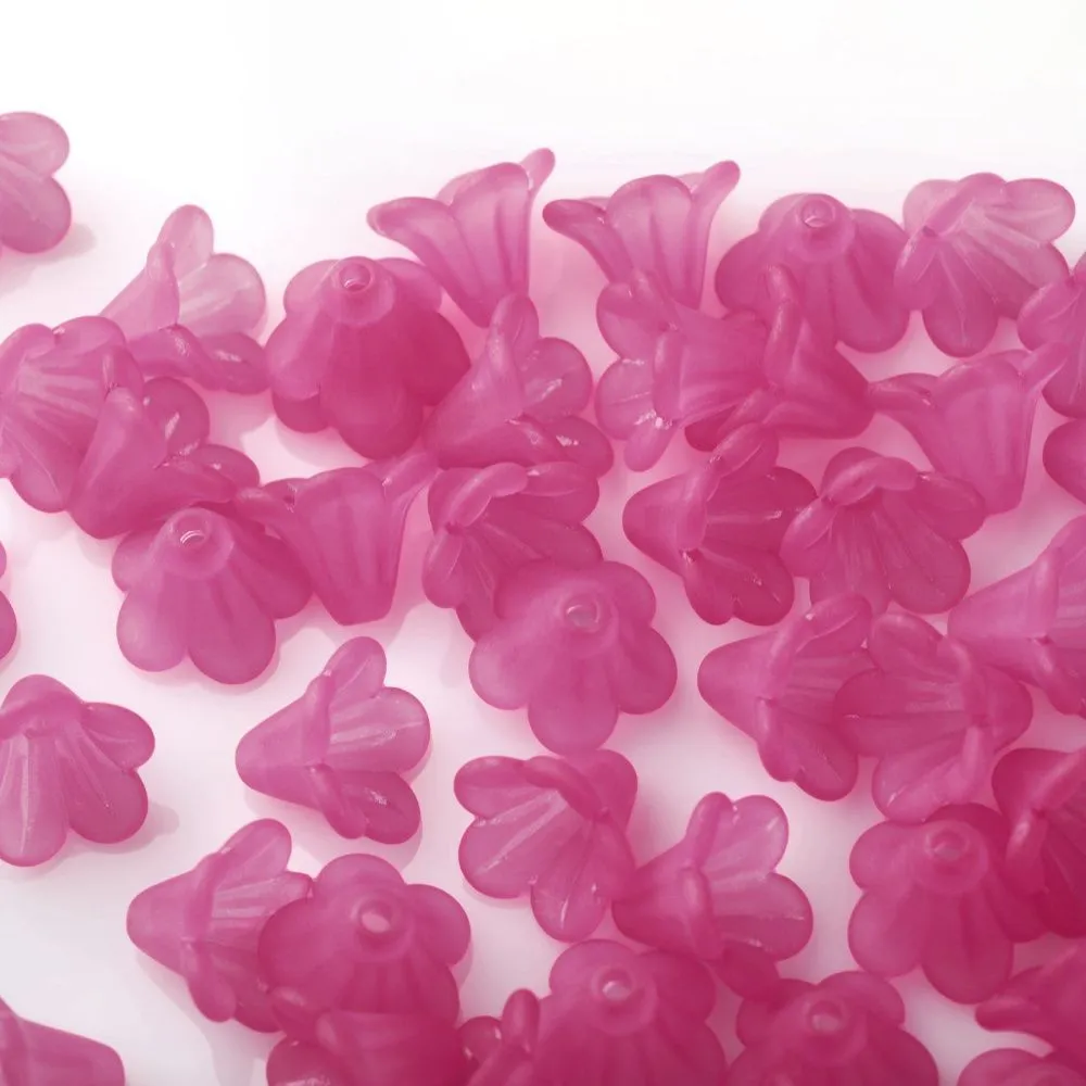 бусина, акрил "колокольчик", матовая, цвет малиновый, 14x10 мм